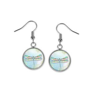 Dragonfly Art Dangle Earrings New Silver Nature